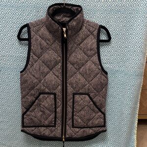 J. Crew Black and Cream Herringbone Patterned Vest